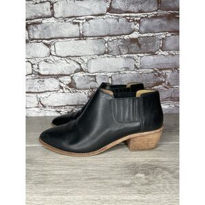Madewell The Myles Black Leather Ankle Booties Heeled Boots Women Sz 8M US/39EU